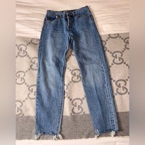 Classic High-Rise Straight Leg Jeans in Light Blue